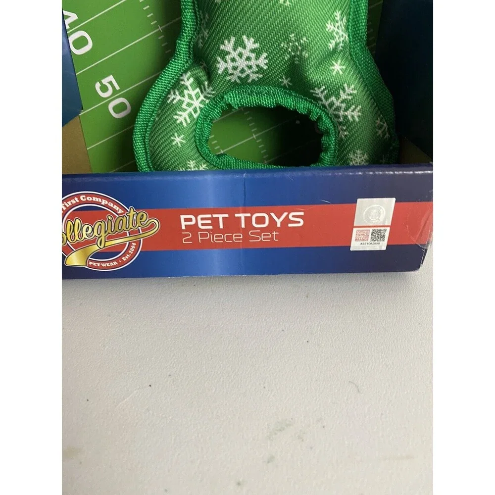 LSU Tigers Holiday Dog Toy 2 Piece Gingerbread Man Plush Squeaker/Green Bone